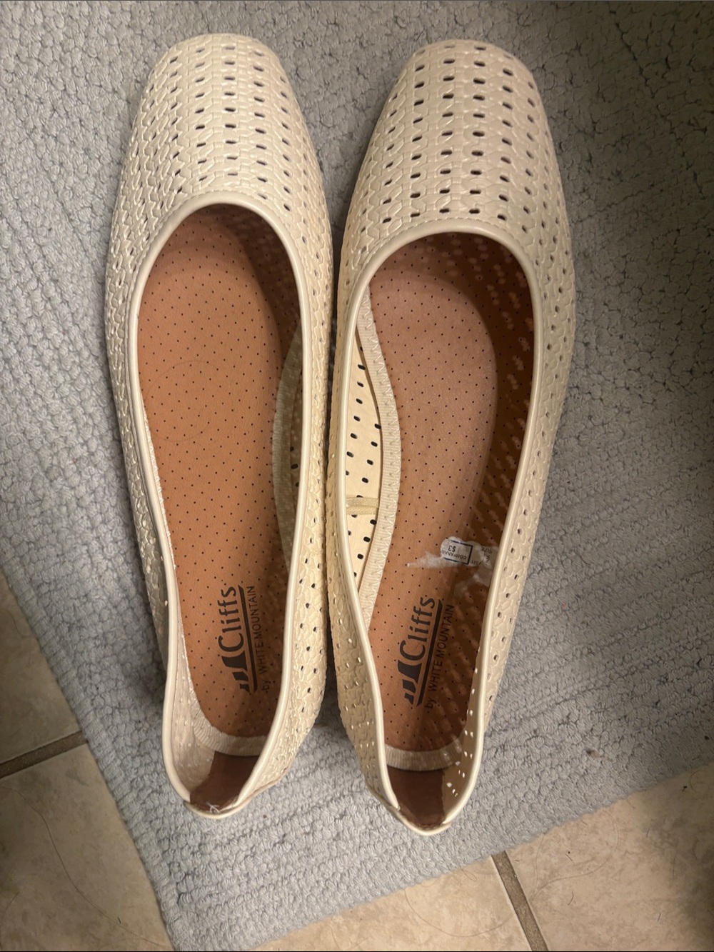 Cliffs by WHITE MOUNTAIN Cream Perforated Slip-On Flats